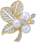 Crystal Pearl Flower Brooches Pins Fashion Beautiful Created Rhinestone Floral Brooch Good Idea for Party Dance Wedding Banquet for Elegant Women Girl