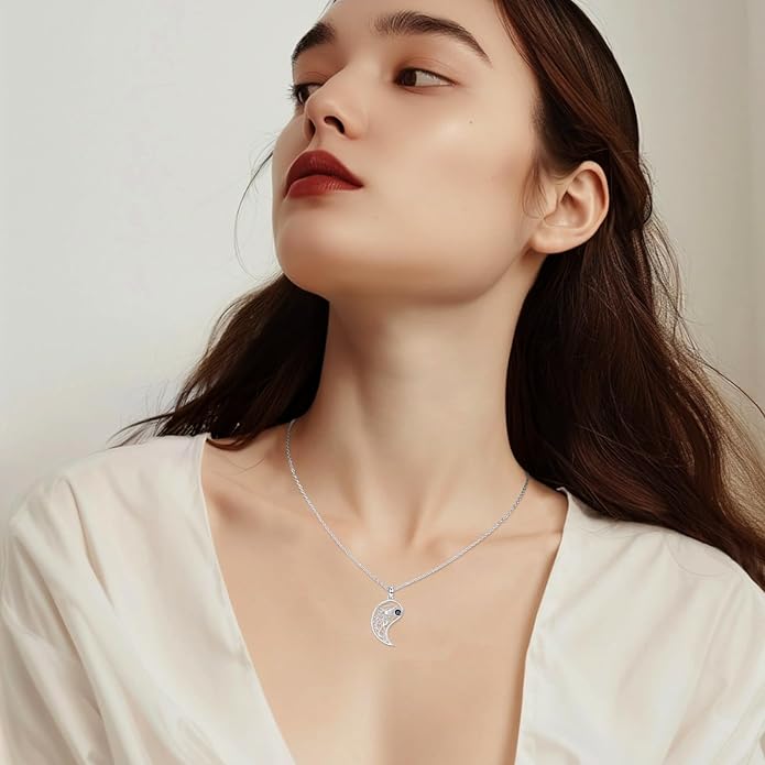 Couple Necklace S925 Sterling Silver for Women Men Mother and Daughter Matching Necklace Jewelry Gifts Birthday Valentine's Day Christmas Thanksgiving