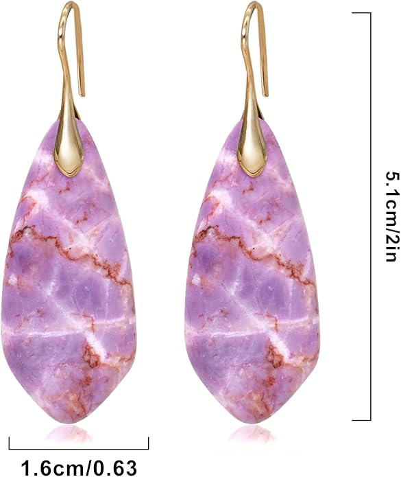 Natural Stone Earrings Multishape Dangle Drop Earrings Boho Stone Earring for Women
