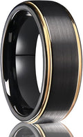 Tungsten Carbide Rings for Men Women 7MM Black Golden/Silvery Blue Men's Engagement Wedding Bands Matte Brushed and High Polish