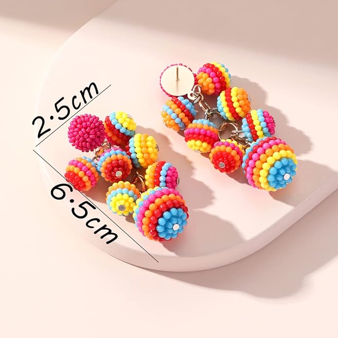 Acrylic ball Beads Dangle Earrings for Women,Colorful Statement Earring Cute Candy Colored Drop Dangle Geometric Jewelry Earrings For Gift Party