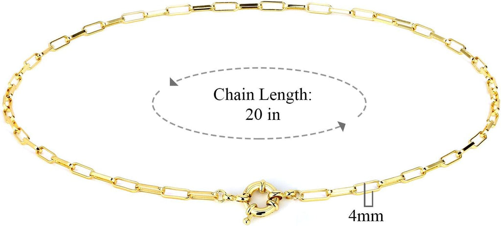 BOUTIQUELOVIN 14K Gold Plated Lock Necklace for Women Paperclip Link Chain Padlock Necklace Non-Tarnish
