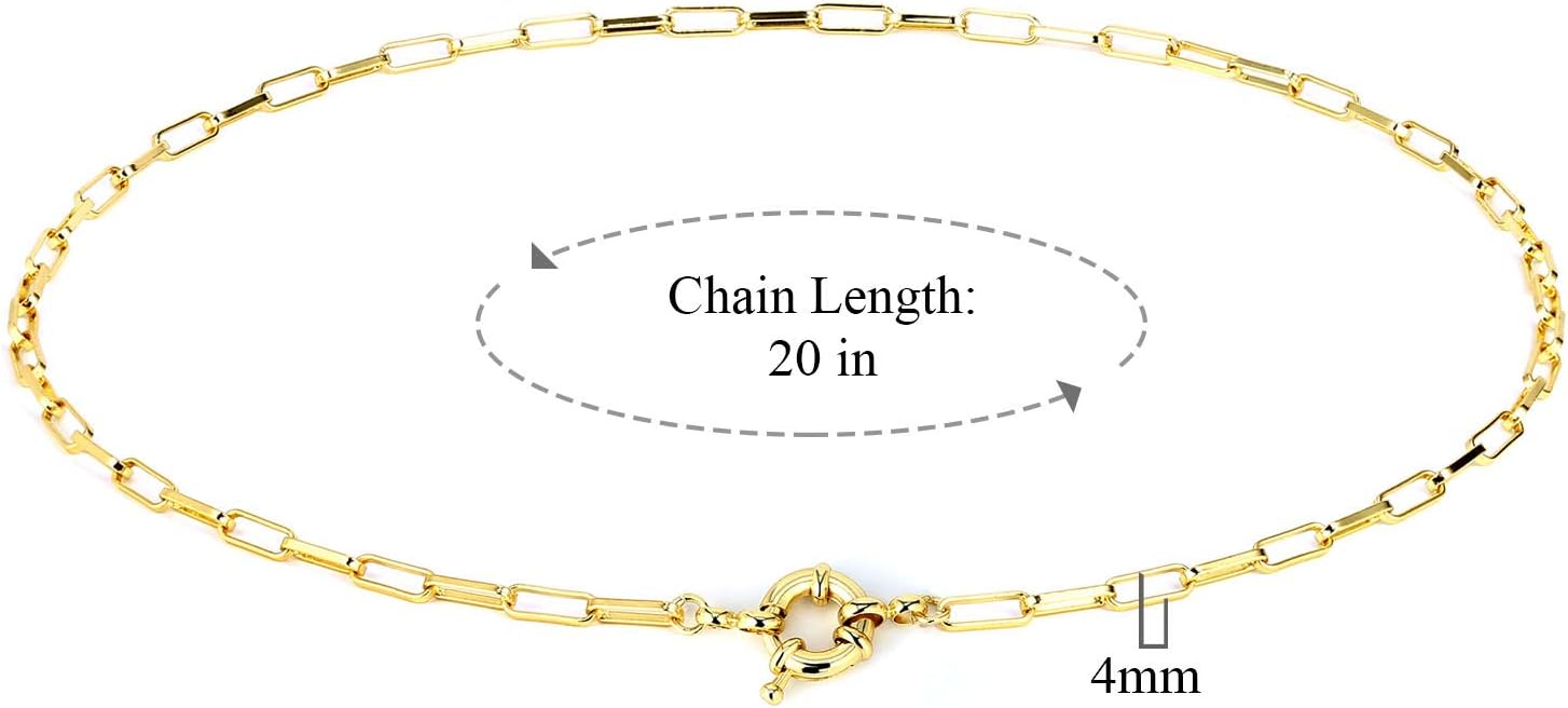 BOUTIQUELOVIN 14K Gold Plated Lock Necklace for Women Paperclip Link Chain Padlock Necklace Non-Tarnish