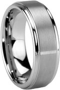 8mm Men’s Brushed Tungsten Carbide Luxury High Polished Wedding Ring Band