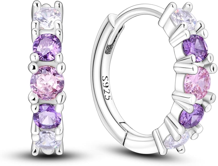 Parmuz 925 Sterling Silver Huggie Hoop Earrings Butterfly Posts Thick Chunky Hoops for Women Small Tiny cuff Cubic Zirconia Snake Heart Earring