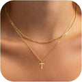 Initial Necklaces for Women Dainty Gold Silver Layered Letter Pendant Necklace Cute Figaro Chain Choker Necklace Personalized Trendy Stuff Jewelry Stack Gift for Women Her