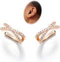 KRFY 2Pcs Adjustable Ear Cuff S925 Sterling Silver Ear Cuffs Non Piercing Cuff Earrings for Women 5A Cubic Zirconia Clip On Cartilage Helix Conch Fake Earrings Hypoallergenic