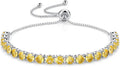 SUNFEEL Birthstone Bracelet Jewelry for Women Sterling Silver with Gold Plated Tennis Bracelet Classic Bolo Adjustable Chain Anniversary Birthday Gifts for Women Mom Wife Her