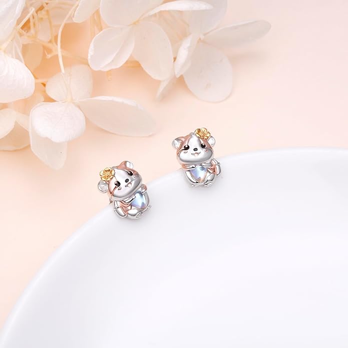 FLYOW 925 Sterling Silver Cute Animal Jewelry Hummingbird/Butterfly/Wolf/Corgi/Cat/Snake/Spider/Bat/Penguin/Bear/Opossum/Frog/Guinea Pig for Women Mother Friend Animal Lovers