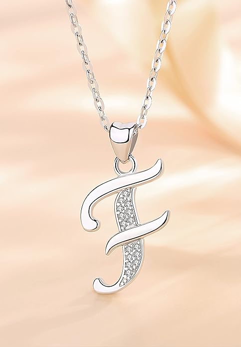 AEONSLOVE 925 Sterling Silver Initial Necklaces for Women, 26 Letters Pendants Necklace Gift for Mother, Daughter, Wife, 18 Inch Chain