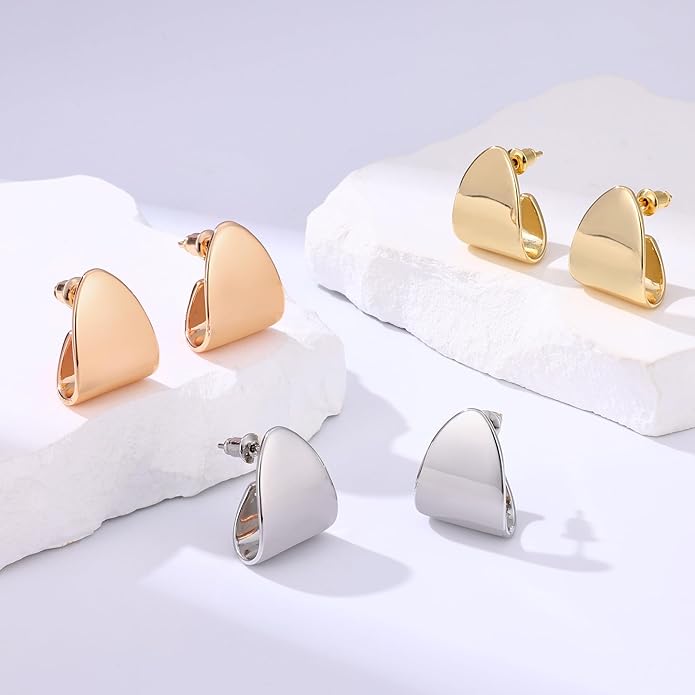 Gacimy Chunky Earrings for Women, Teardrop Earrings with 925 Sterling Silver Post, 14K Gold Plated Statement Drop for Women