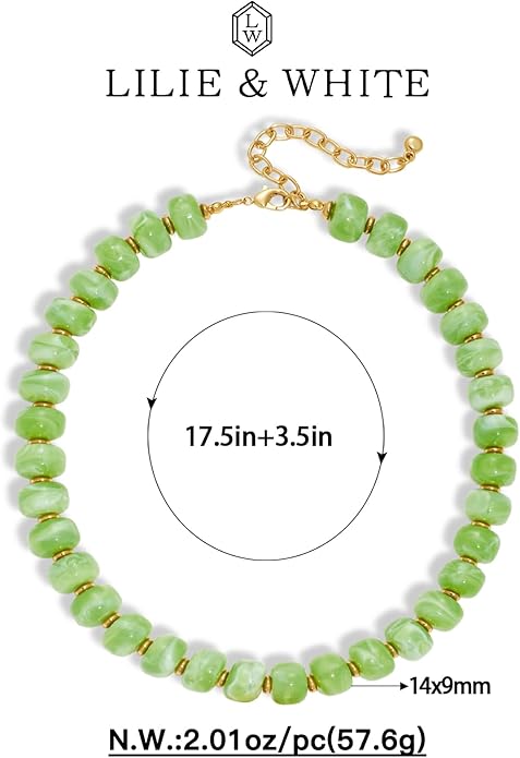 LILIE&WHITE Resin Chunky Beaded Necklace for Women Minimalistic Modern Statement Necklace Jewelry Accessories