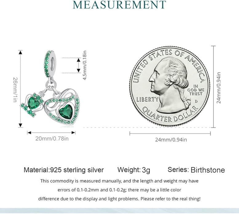 Birthstone Charms for Pandora Charms Bracelets - 925 Sterling Silver Infinity Heart Dangle Charm fit Bracelet and Necklace Birthday Jewelry Gifts For Women