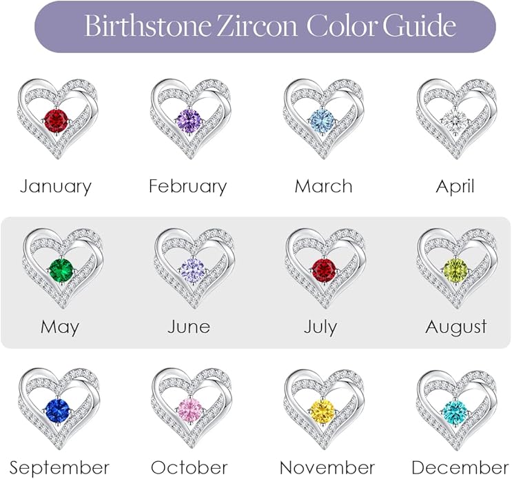 CDE Forever Love Heart Stud Earrings for Women, 925 Sterling Silver Birthstone Heart Stud Earrings Christmas Day Mother's Day Gift Anniversary Birthday Jewelry Gifts for Women Wife Her