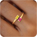 Honsny Gold Birthstone Rings for Women Non Tarnish 14K Gold Plated Adjustable Emerald Ring Cubic Zirconia Gemstone Promise Ring for Her Engagement Personalized Waterproof Jewelry Gifts for Birthday