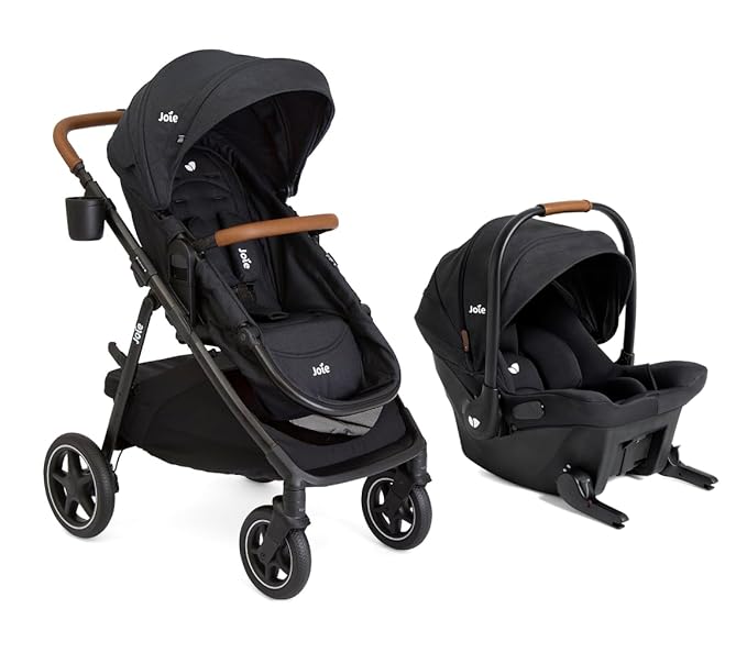 Joie Baby, Ginger LX 4-in1 Stroller + Joie Baby Mint Latch Car Seat (Shale Dark)