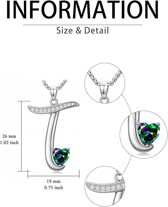 Valentines Day Gifts for Women Alphabet A to Z Initial Birthstone Pendant Necklaces for Women - 18k White Gold Plated Personalized Name Jewelry Valentine Mothers Day Birthday Gifts for Women Her Girlfriend
