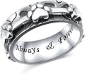 Ladytree Anxiety Relieve Rings 925 Sterling Silver Spinner Fidget Ring Worry Stress Relieving Boredom ADHD Autism Ring Platinum Plated Jewelry Birthday Gifts for Women Men
