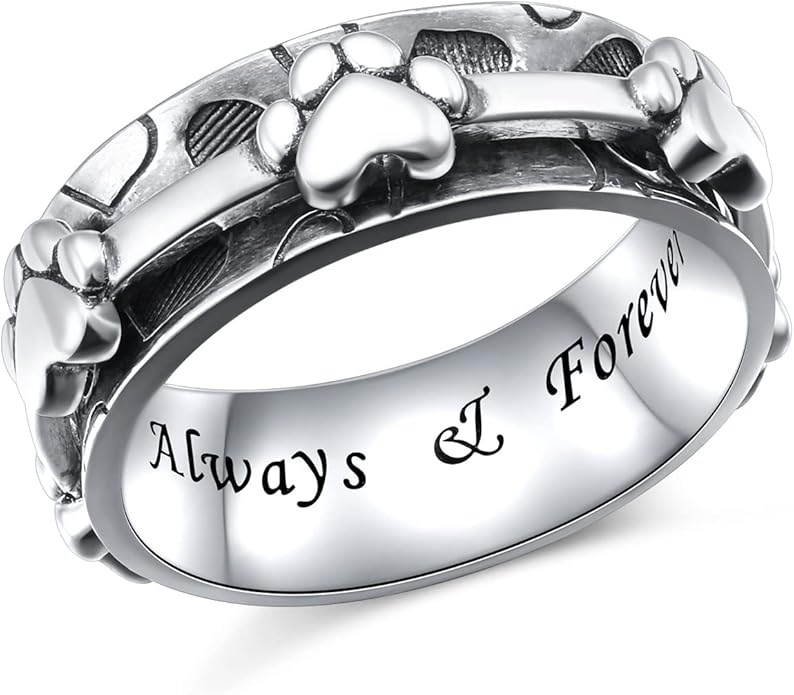 Ladytree Anxiety Relieve Rings 925 Sterling Silver Spinner Fidget Ring Worry Stress Relieving Boredom ADHD Autism Ring Platinum Plated Jewelry Birthday Gifts for Women Men