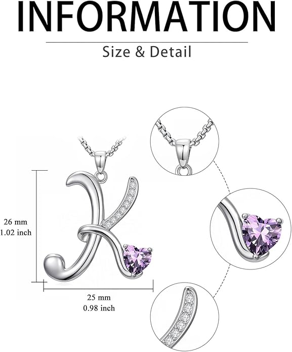 Valentines Day Gifts for Women Alphabet A to Z Initial Birthstone Pendant Necklaces for Women - 18k White Gold Plated Personalized Name Jewelry Valentine Mothers Day Birthday Gifts for Women Her Girlfriend
