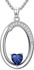 Valentines Day Gifts for Women Alphabet A to Z Initial Birthstone Pendant Necklaces for Women - 18k White Gold Plated Personalized Name Jewelry Valentine Mothers Day Birthday Gifts for Women Her Girlfriend