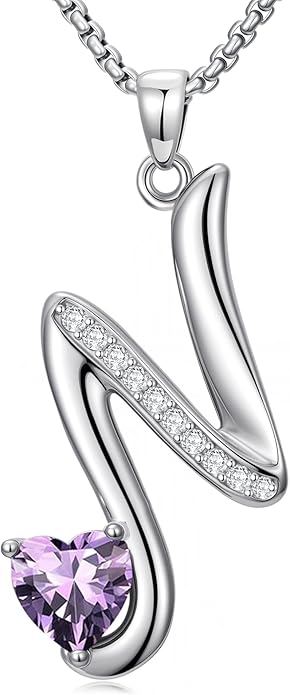 Valentines Day Gifts for Women Alphabet A to Z Initial Birthstone Pendant Necklaces for Women - 18k White Gold Plated Personalized Name Jewelry Valentine Mothers Day Birthday Gifts for Women Her Girlfriend