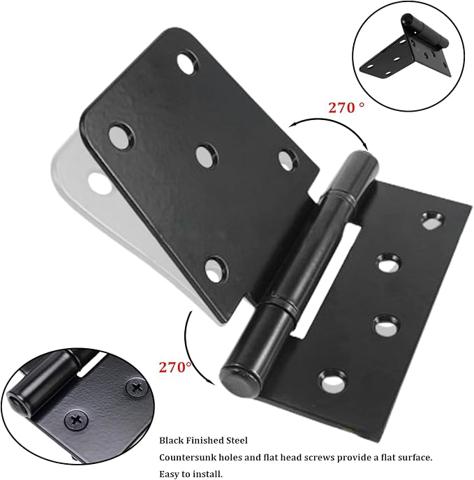3-1/2" Heavy Duty Gate Hinges, 2 Pack Black Iron Shed Door Hinges, Heavy Duty T - Image 3