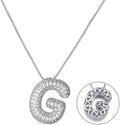 RWQIAN Letter Necklace for Women Bubble, Chunky Initial Alphabet A-Z Pendant Puffy Name Personalized Necklace Dainty Zircon CZ Fashion Jewelry Gifts for Girls Girlfriend