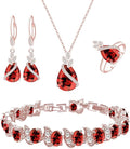 LMXXVJ Jewelry Set for Women,Teardrop Cubic Zirconia Necklace Earrings Adjustable Ring Bracelet Jewelry Set Formal Jewelry Gift