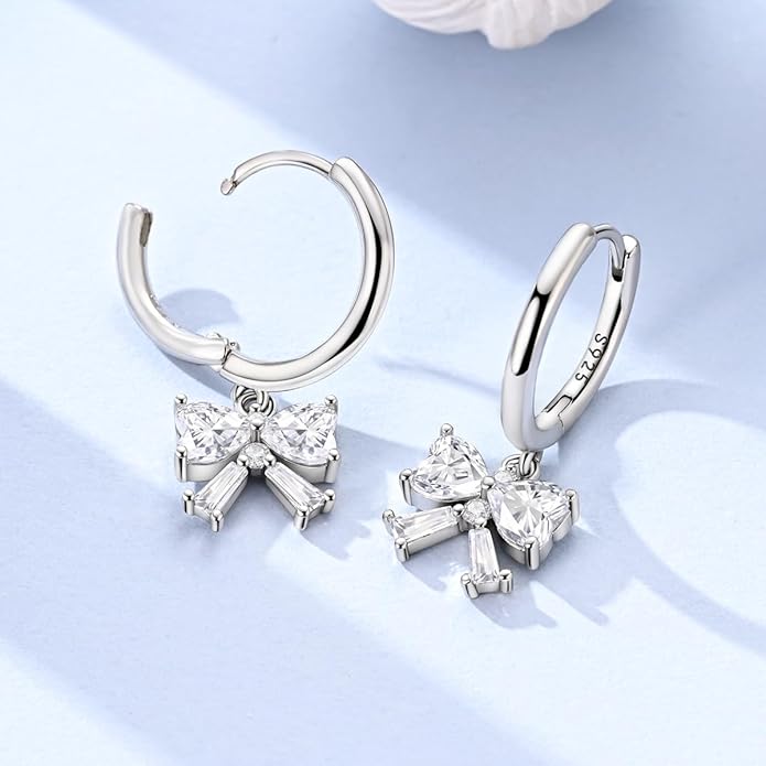 LAZA 925 Sterling Silver Hoop Earrings for Women, Hypoallergenic Huggie Butterfly Dangle Drop Earrings Colorful Flower Earrings Jewelry Gifts