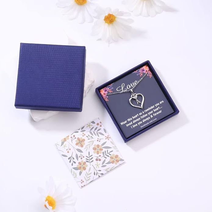 STORUP Valentines Gifts for Her Teen Girls - Heart Initial Necklaces for Women Girls, 14K-Gold-Plated CZ Initial A-Z Heart Necklaces for Teen Girl Jewelry Valentines Gifts for Women Mom Wife Sister