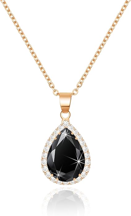 Linawe Crystal Chain Necklace for Women Trendy, Imitation Diamond Pendant, Statement Cubic Zirconia Boho Jewelry Set, 14K Gold/Rose Gold/Silver Birthstone Necklace