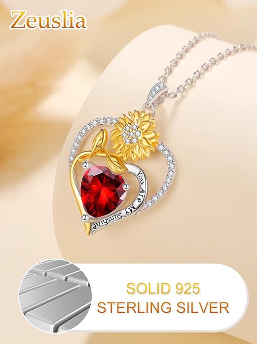 Valentine's Day Gifts for Wife 925 Sterling Silver Double Birthstone Pendant Necklaces I Love You for Always and Forever Necklace Anniversary Birthday Gifts for Wife Girlfriend Mom Her