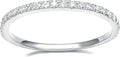EAMTI 2mm Wedding Band Cubic Zirconia Half Eternity Stackable Brass Engagement Ring Size 3-13