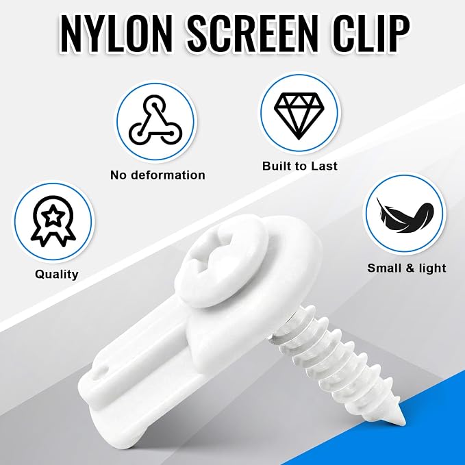 Blulu 24 Pack 13/16 x 1/2 Inches Flush Nylon Window Screen Clip - Image 3