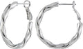 14k Gold Plated Hoop Earrings for Women, 925 Sterling Silver Posts Thick Twist Hypoallergenic Chunky Large Earrings 20mm 30mm 40mm 50mm