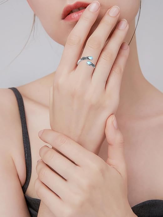 Dorunmo Spoon Ring 925 Sterling Silver Vintage Antique Spoon Rings Adjustable Size 8 Thumb Rings Western Jewelry Gifts for Women