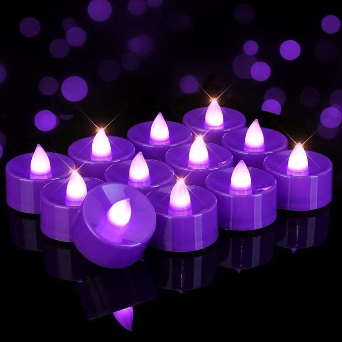 Homemory 50-Pack Purple Flameless Battery Tealight Candles, 200+ Hours | by Homemory