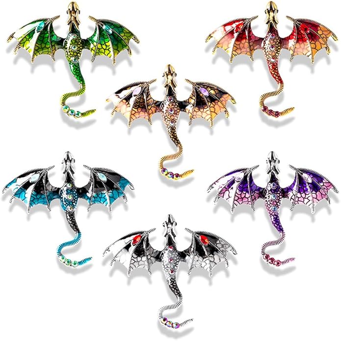 Rrdaily Gothic Dragon Necklace Crystal Enamel Dragon Pendant Necklace Vintage Dragon Animal Necklace Cartoon Flying Dragon Necklace Festival Birthday Jewelry for Men and Women