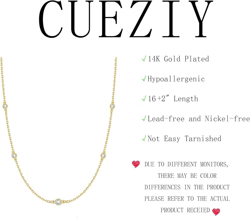 Valentines Day Gifts for Women Her - Dainty Necklaces for Women Cute Station Choker Simulated Diamond Necklace Simple Layering CZ Necklace Trendy Jewelry Gifts