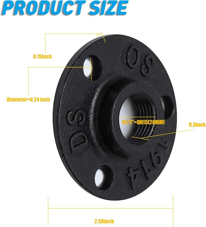 Antirust Black Painted Floor Flange, Home TZH Malleable iron Pipe Fittings - Image 2