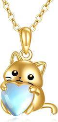 KECHO 14K Gold Animal Pendant Necklace - Dainty Zodiac & Pet Inspired Charm Necklace for Women - 16+1+1"