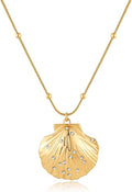 WOWORAMA Gold Necklace for Women Boho Spiral Conch Shell Necklace Starfish Necklace Vintage Ocean Sea Shell Choker Pendant Necklace Adjustable Summer Beach Jewelry