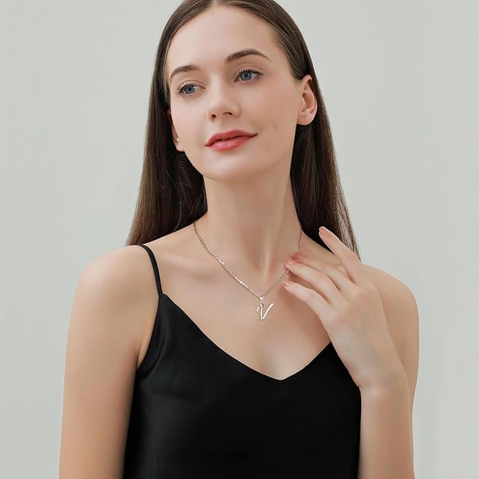 EUDORA Sterling Silver Initial Necklaces for Women, Classic 26 Letter Neckless Gifts for Girls, Sister, Mother Daughter, 18 inch Chain