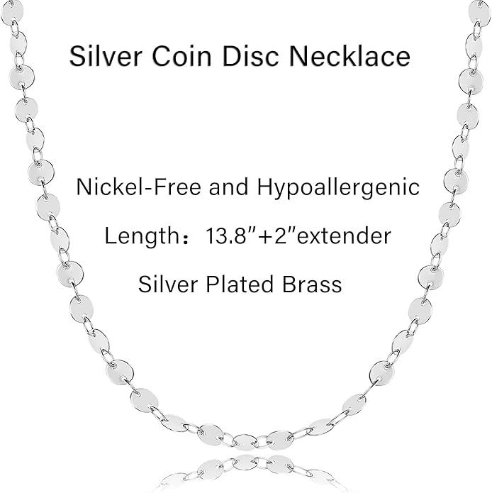 CHESKY 14k Gold Plated/Silver Plated Dainty Necklace for Women, Trendy Satellite Choker Necklace Thin Beaded Layered Choker Necklaces Discs Paperclip Chain Necklaces Womens Simple Jewelry