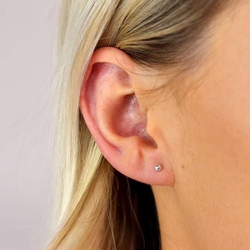 14K Gold Filled Polished Small CZ Pearl Ball Stud Earrings Set for Women Men 20G Surgical Steel Hypoallergenic Piercing Studs for Sensitive Ear, Pack of 6 Pairs