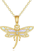 GEHN Hummingbird Necklace 14K Solid Gold Opal Hummingbird Pendant Necklace Hummingbird Jewelry Bird Gifts for Women Lover