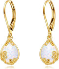 DOVRAN 10K 14K Solid Gold Leverback Earrings for Women Real Yellow Gold Filigree Dangle Earrings Trendy Jewelry Birthday Christmas Gifts for Wife Mom