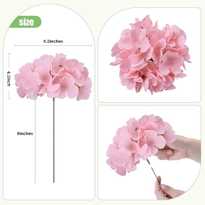 AVIVIHO 65pcs Fake Flowers Pink Hydrangea Artificial Flowers Bulk Silk Flowers - Image 4