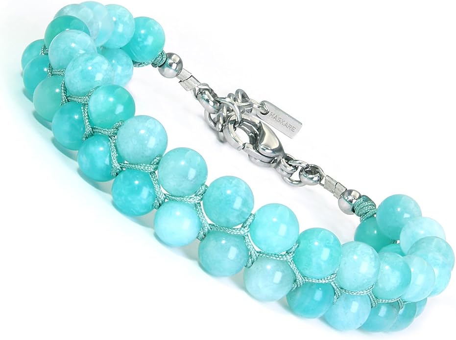 HASKARE Real Crystal Bracelet Women Valentine Day Gift for Her, Real Malachite Handmade Bracelets Gift for Mom from Daughter, Premium Gemstone Protection Gift for Women Healing Anxiety Relief